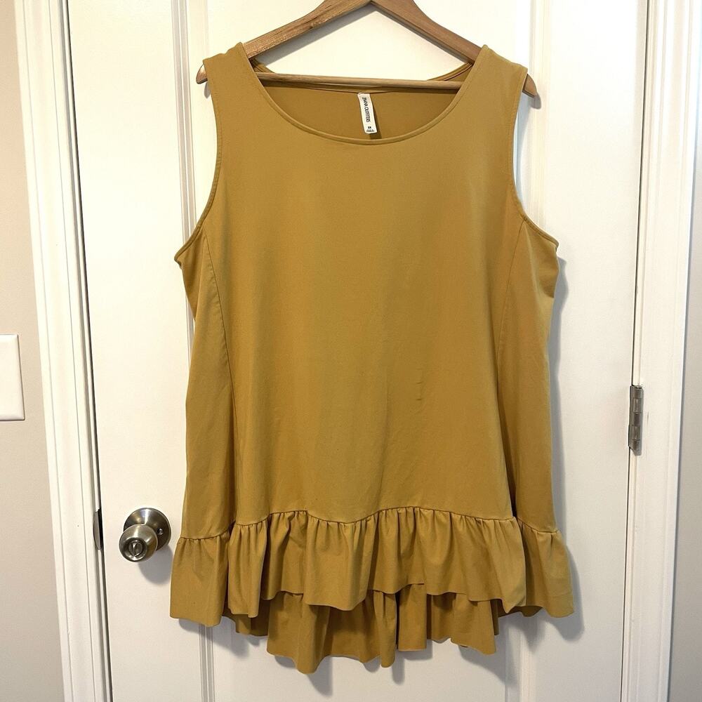 Zenana Outfitters 2X Women's Ruffle Hem Tank Top Soft Stretch Casual Flirty Fall - Picture 2 of 7